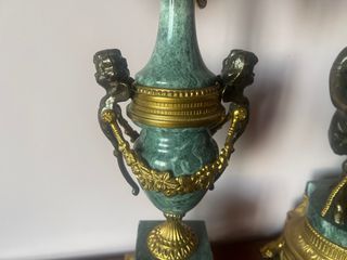 Reloj y candelabros Imperio - Bronce y Mármol