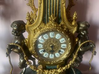 Reloj y candelabros Imperio - Bronce y Mármol