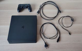 PS4 Slim 1TB negro + 1 mando negro y cables