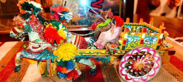 Cm 35 Carrettino Anni ‘70 In Legno Cavallo Cartape