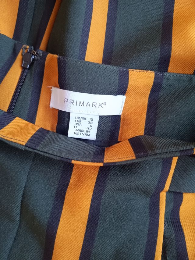 Pantalón rayas verde oscuro-naranja