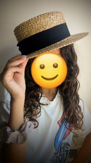 Sombrero Canotier beige y negro