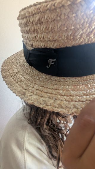 Sombrero Canotier beige y negro