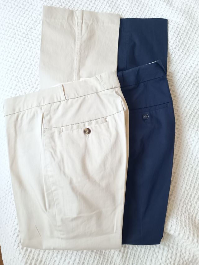 Pantalones traje verano - beige, azul