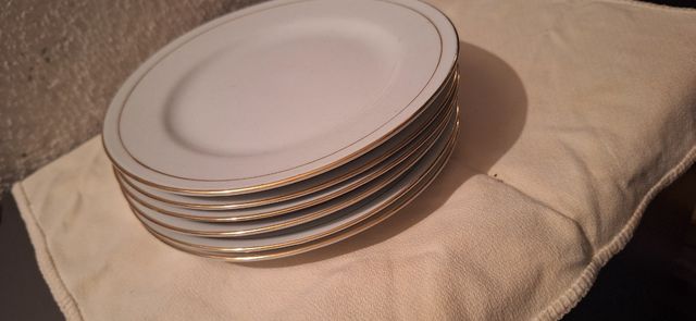 6 Platos postre porcelana dorado