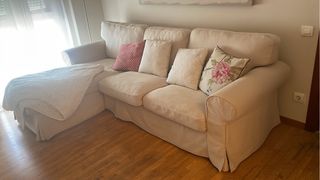 Sofá chaise longue 3 plazas beige