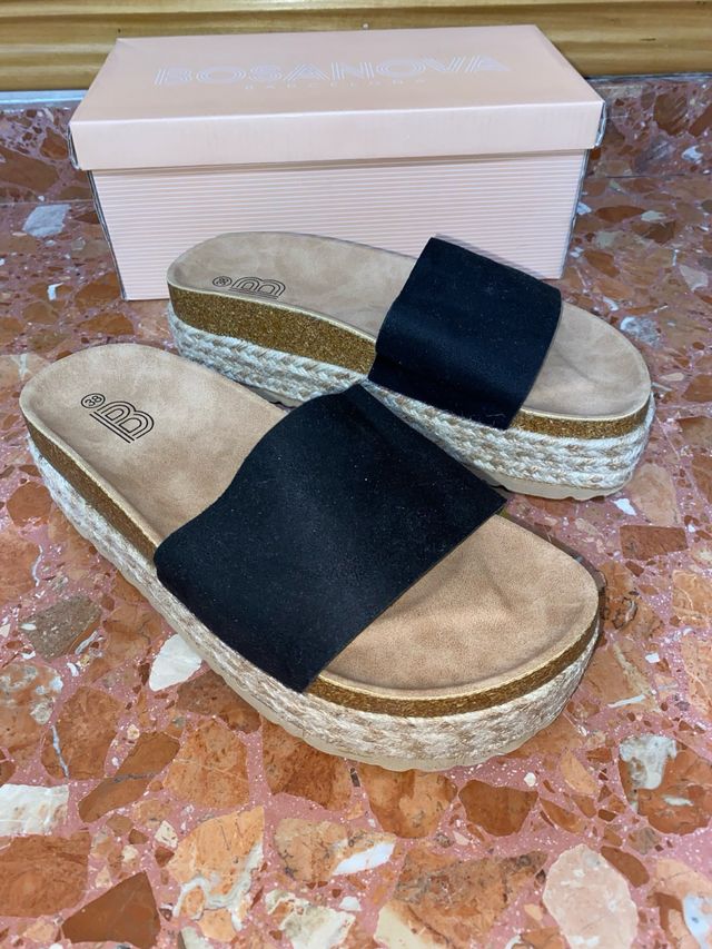 Sandalias plataforma negras Bosanova 38