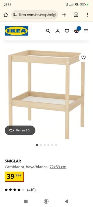 Cambiador SNIGLAR Ikea 72x53cm