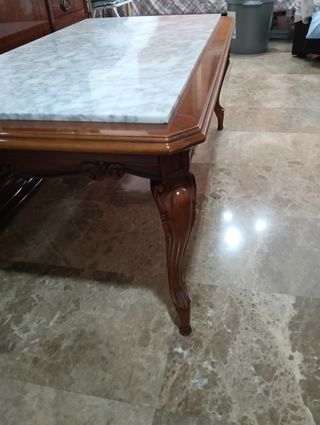 Mesa centro mármol madera