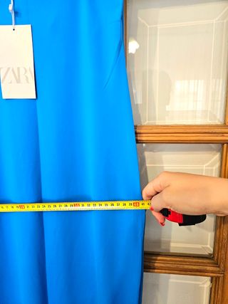 Vestido largo ajustado elástico azul zara