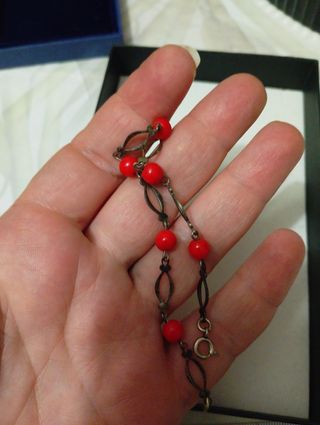 Bracciale vintage rosso e argento