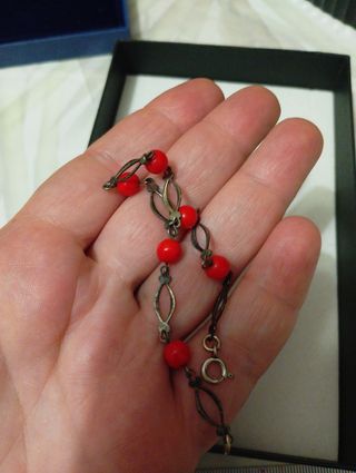 Bracciale vintage rosso e argento