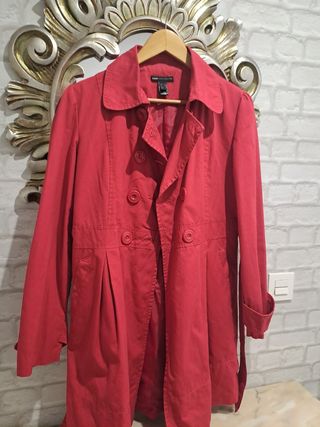 Gabardina roja - Talla 38 amplia impecable