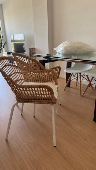 3 Sillas mimbre Ikea -blancas