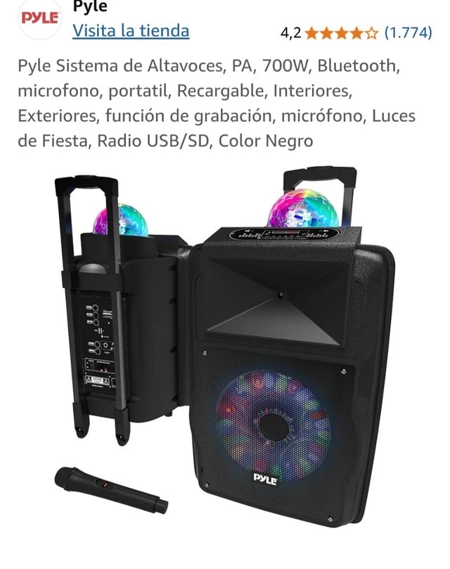 Altavoz PYLE Bluetooth 700W con Luces