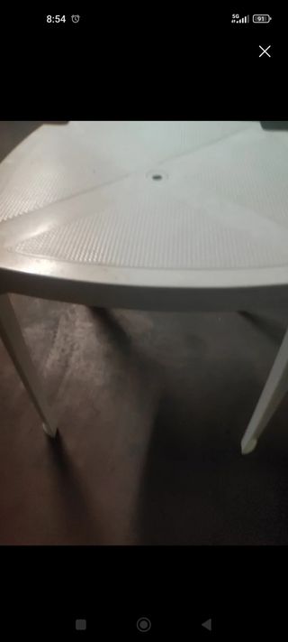 Mesa blanca PVC terraza cuadrada