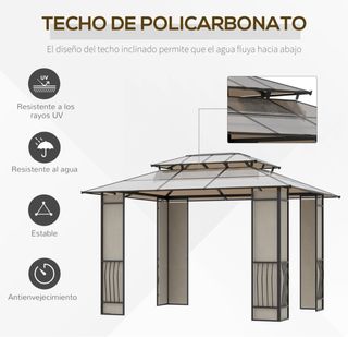 Cenador jardín 3x3,2m - beige/negro