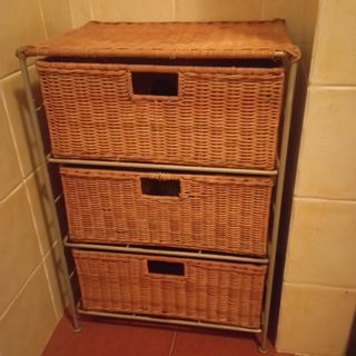 Mueble 3 cajones mimbre