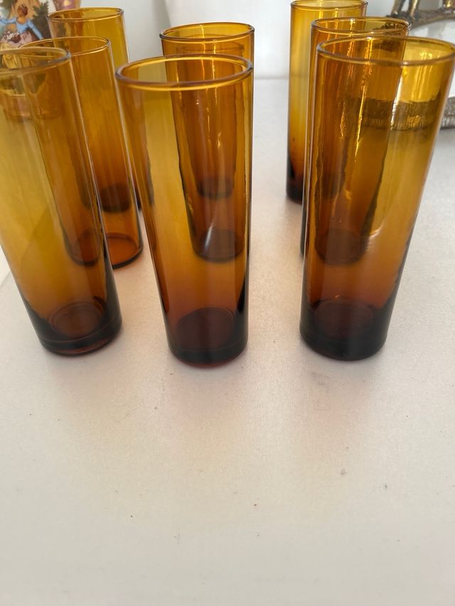 16 vasos Ámbar Altos - Vintage