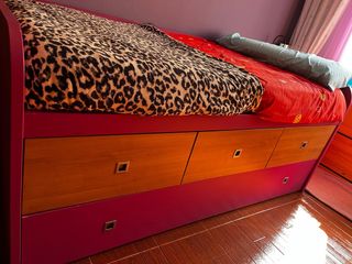 Cama nido infantil 105cm - morada y marrón