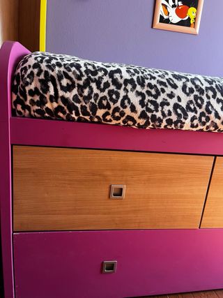 Cama nido infantil 105cm - morada y marrón