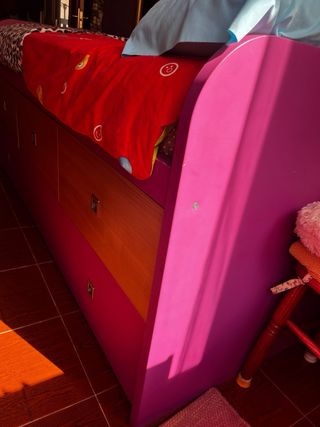 Cama nido infantil 105cm - morada y marrón