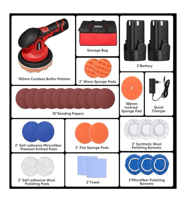 Lucidatrice Auto SHALL Senza fili 2500-5000RPM New