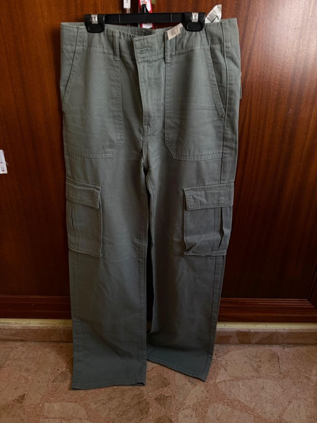 Pantalones Cargo Pull&Bear M - Verde Oliva