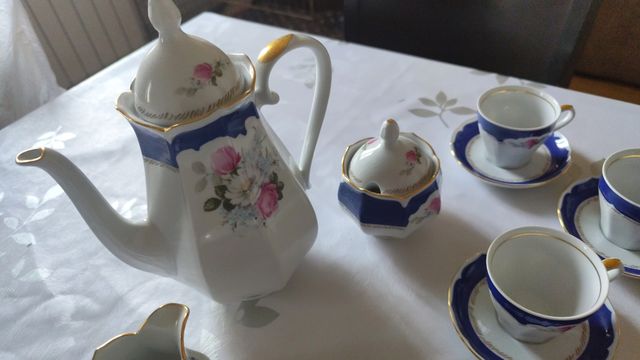 Juego de café porcelana azul y blanco
