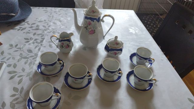 Juego de café porcelana azul y blanco