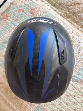 Casco moto HJC negro y azul