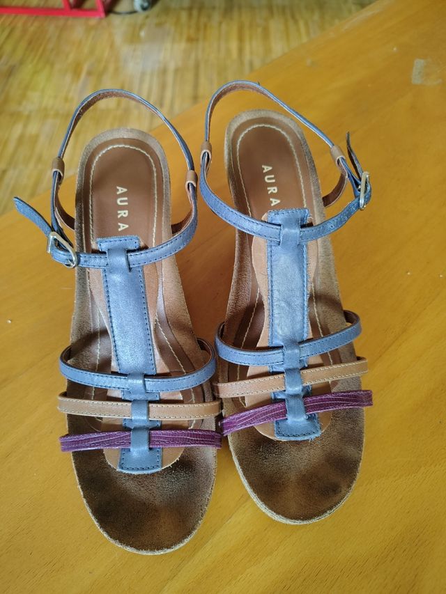 Sandali Aura Blanc T.38 - Blu e Marrone