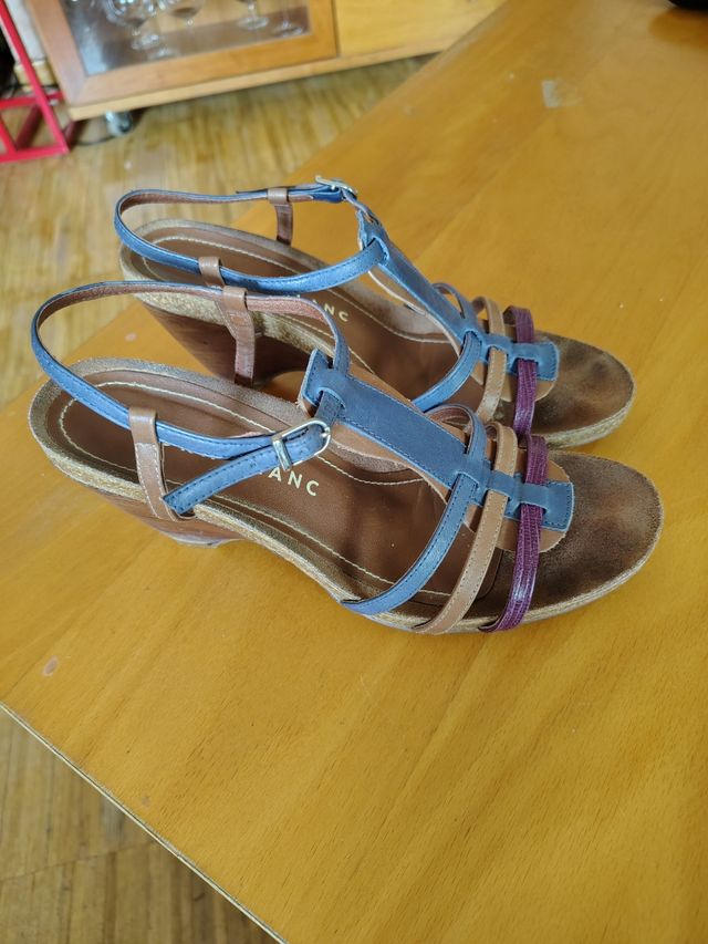 Sandali Aura Blanc T.38 - Blu e Marrone