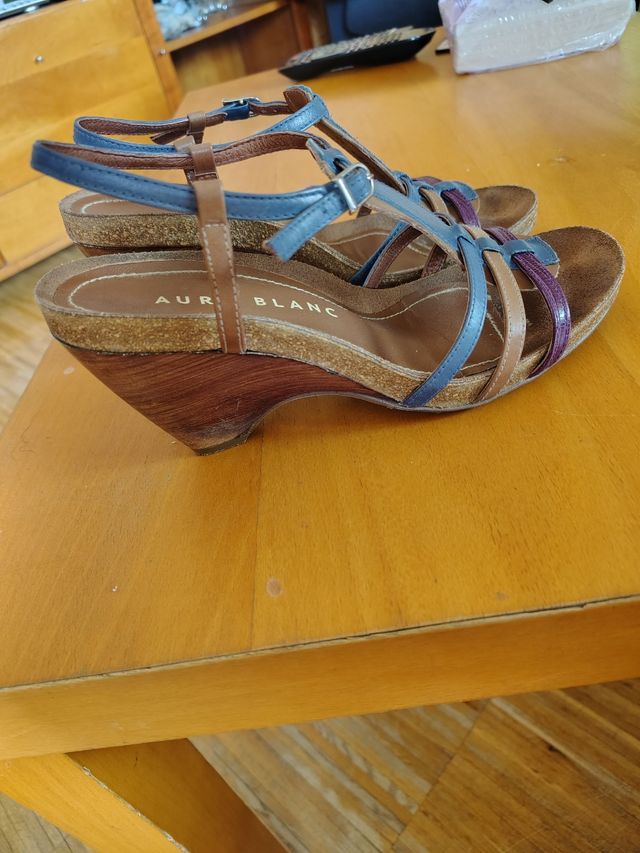 Sandali Aura Blanc T.38 - Blu e Marrone