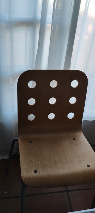 Silla Ikea marrón madera metal
