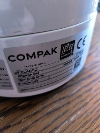 Molinillo café Compak E-6 Blanco