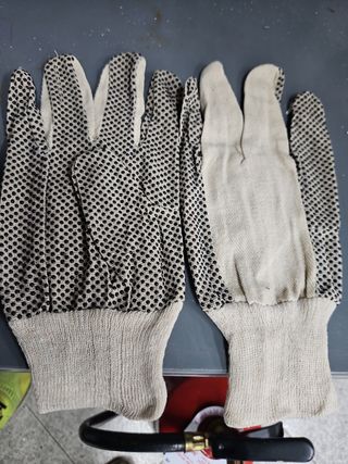 Guantes trabajo Tela PVC Negro 4pares 1.50€