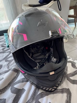 Casco moto Scorpion EXO, negro-rosa