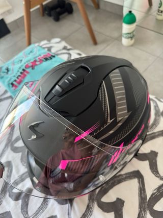 Casco moto Scorpion EXO, negro-rosa