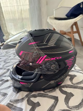 Casco moto Scorpion EXO, negro-rosa