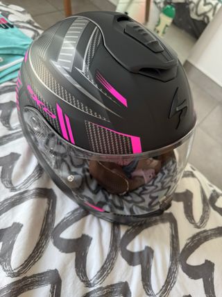 Casco moto Scorpion EXO, negro-rosa
