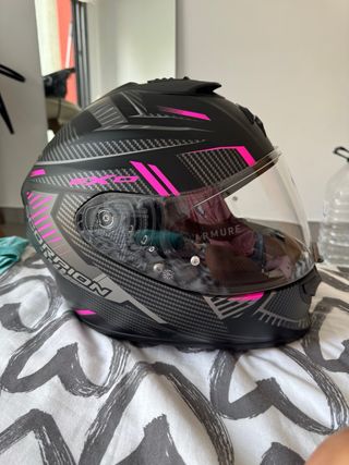 Casco moto Scorpion EXO, negro-rosa