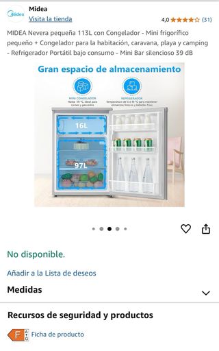 Midea Mini nevera 113L