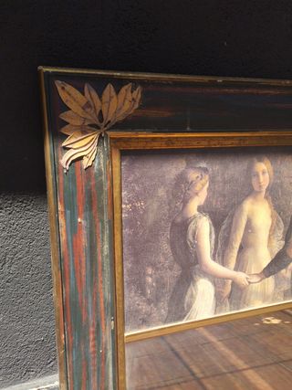 Espejo con litografía - Madera tropical NEGOCIABLE