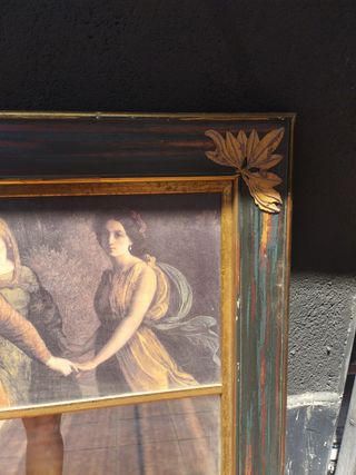 Espejo con litografía - Madera tropical NEGOCIABLE