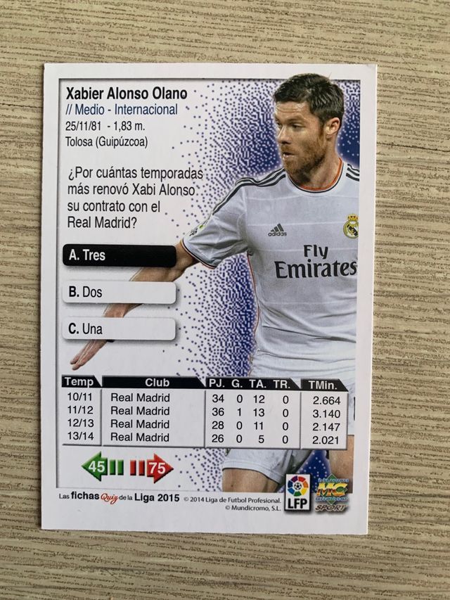Cromo Xabi Alonso - Liga 2015