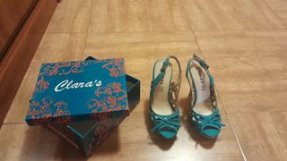 Zapatos tacón Clara's - turquesa