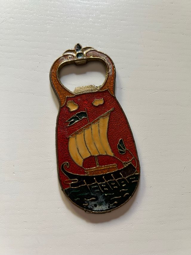 Apribottiglie vintage ottone o bronzo smaltato