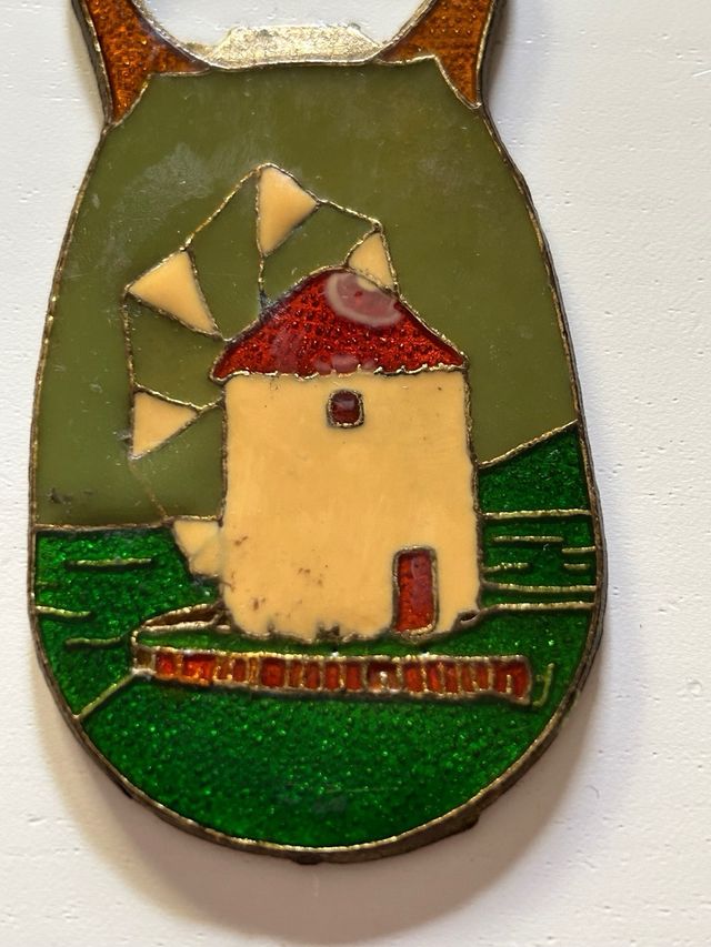 Apribottiglie vintage ottone o bronzo smaltato