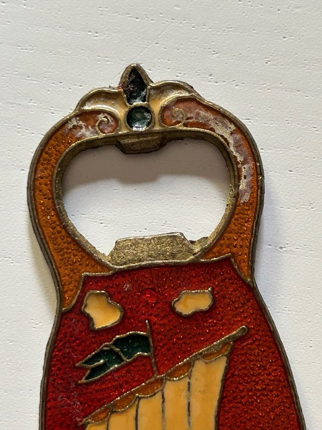Apribottiglie vintage ottone o bronzo smaltato